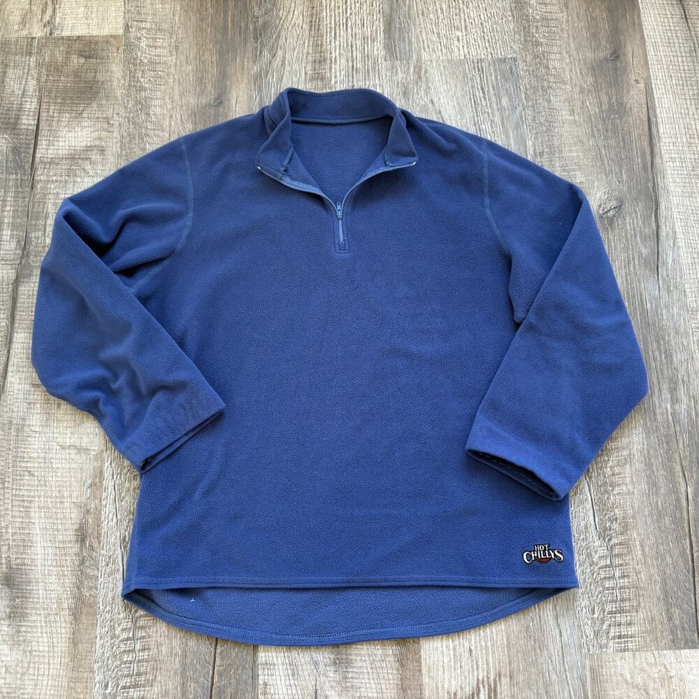 Hot Chillys Pullover Womens X-Large Fleece 1/4 Zip Blue Long Sleeve